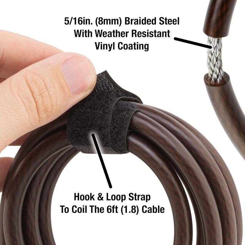 MasterLock Cable Lock, Python Adjustable Keyed Cable Lock, 6 ft. Long Cable, 2 Pack Mossy Oak Blaze Camouflage - Image 4